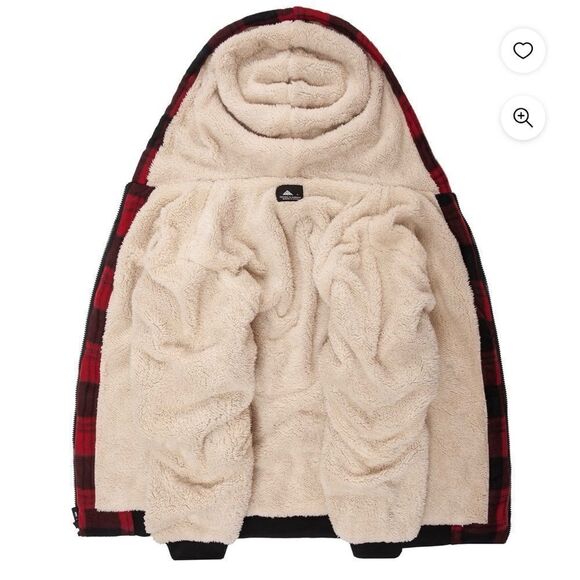 SCODI Flannel LS Fleece Lined Plaid Full Zip Hoodie Jacket RED/BLK M NWT IN PKG - Picture 3 of 8